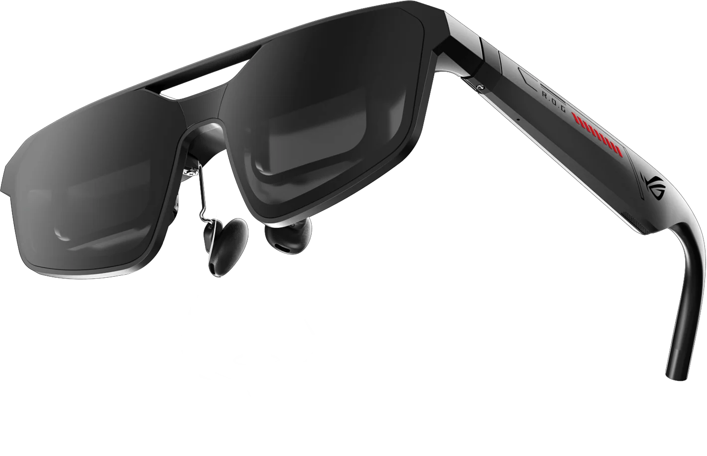 Hand-drawn illustrations show how the glasses fit different nose shapes, with two frame sizes available.